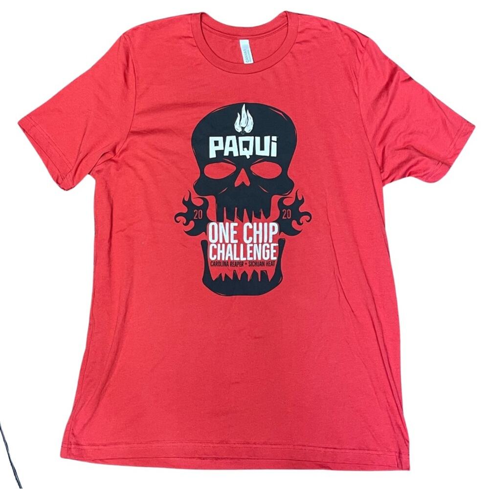 Paqui tshirt one chip challenge tee Carolina reaper shows no mercy red size XL